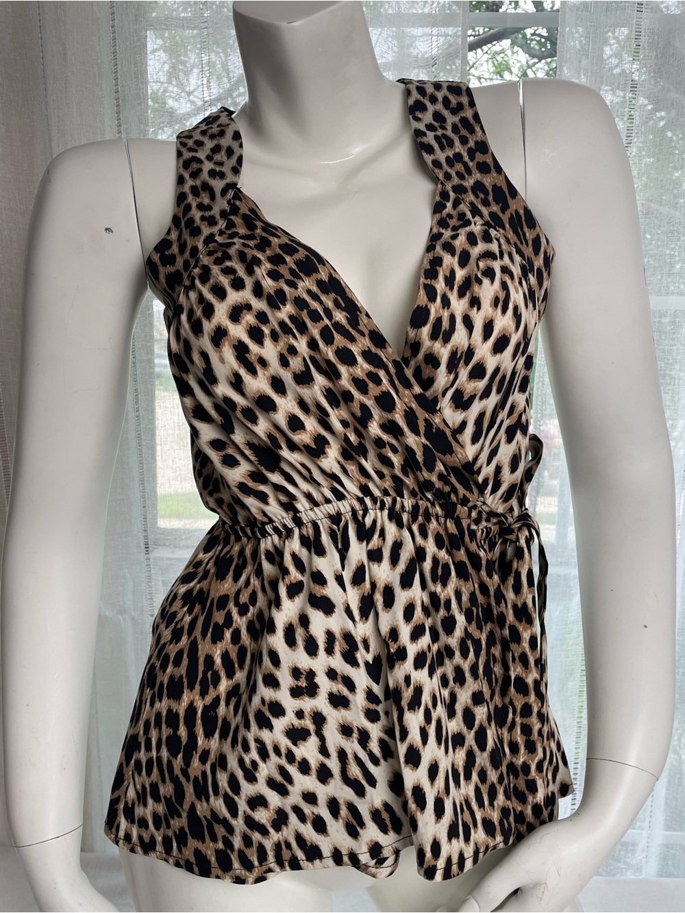 Alisha Levine Leopard Print Silk Blouse in Black and Cream